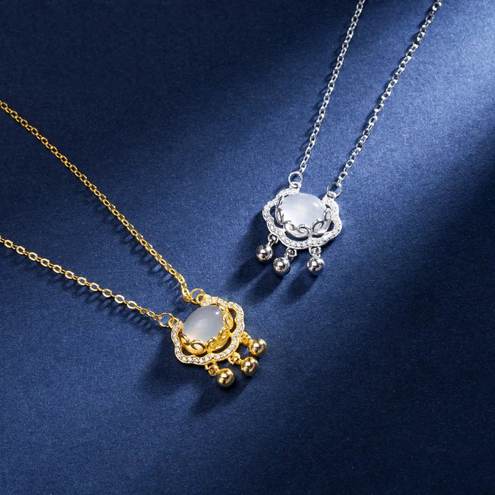 High Quality Gold Plated Cubic Zircon Necklace Jewelry Stainless Steel Crystal Stone Necklace For Women