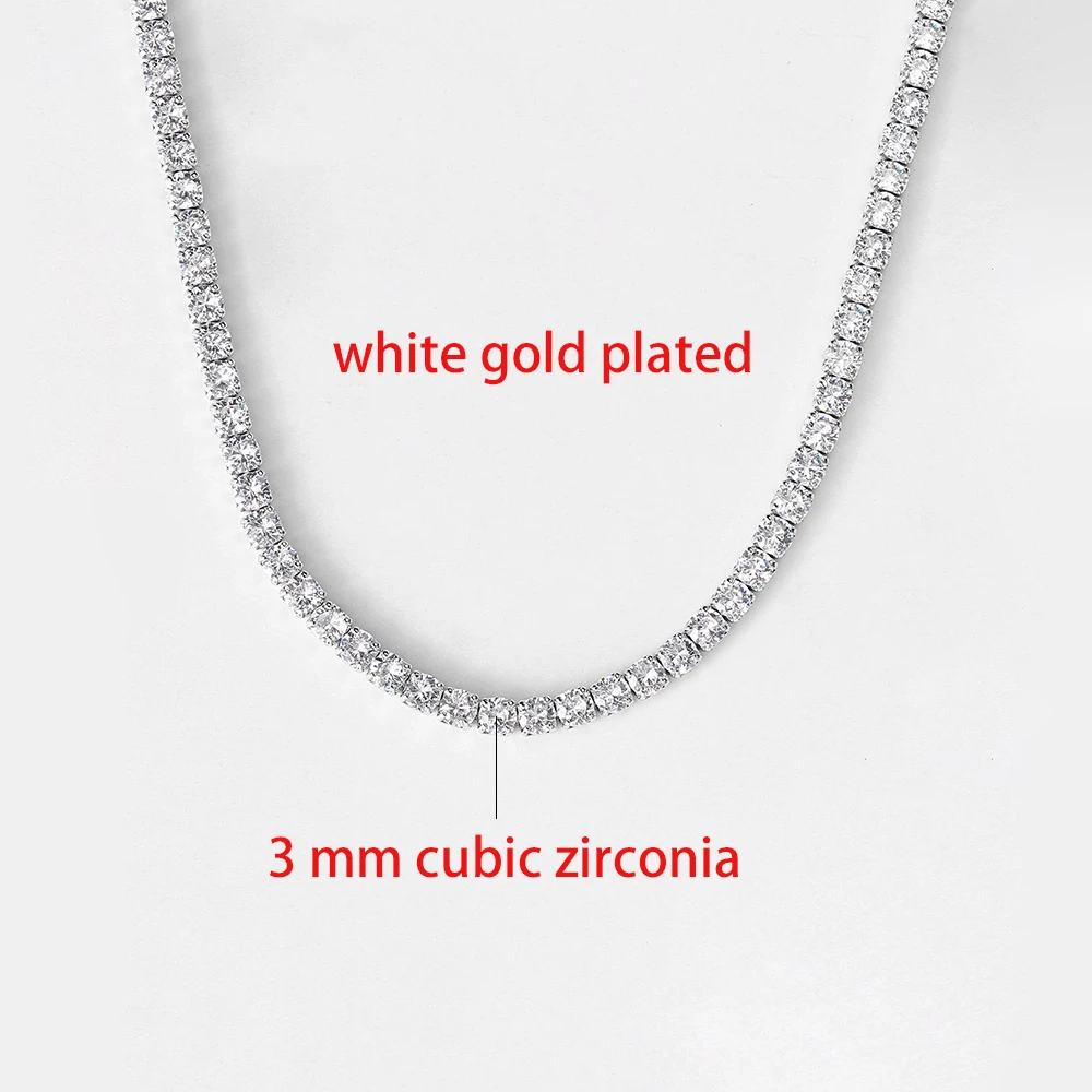 Tennis Choker Necklaces Women HipHop Iced Out AAA+ Cubic Zirconia Gold Color Crystal Chain Female Jewelry on The Neck OHN099