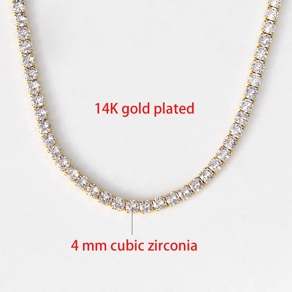 Tennis Choker Necklaces Women HipHop Iced Out AAA+ Cubic Zirconia Gold Color Crystal Chain Female Jewelry on The Neck OHN099