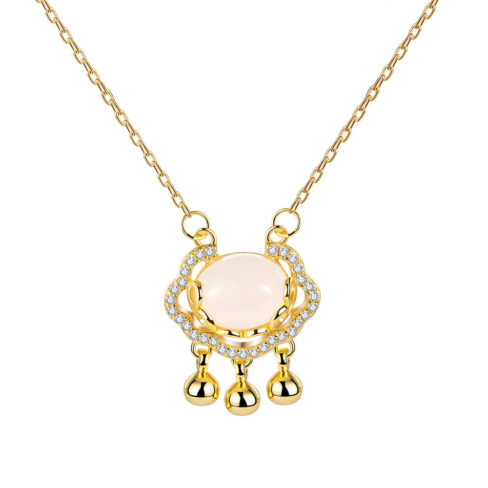 High Quality Gold Plated Cubic Zircon Necklace Jewelry Stainless Steel Crystal Stone Necklace For Women